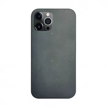 iLike Apple iPhone 12 Pro Max siliconen-kunststof hoes Eco Print Design zwart