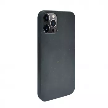 iLike Apple iPhone 12 Pro Max siliconen-kunststof hoes Eco Print Design zwart