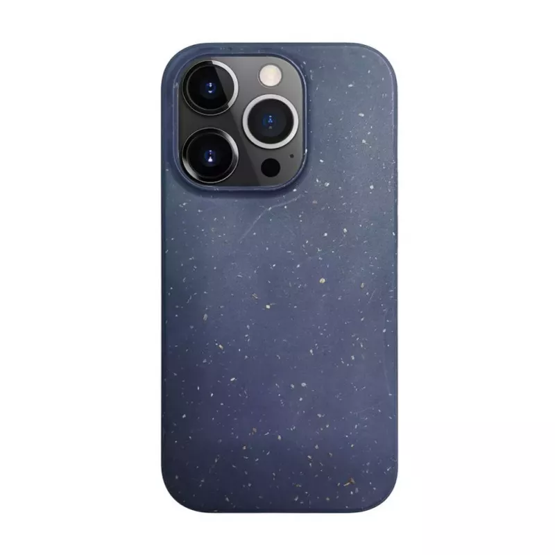 iLike Apple iPhone 14 Pro Max siliconen-kunststof hoes Eco Print Design blauw