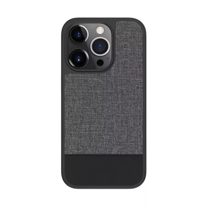 iLike Apple iPhone 14 Pro Max Plastic Leather Back Cover grijs