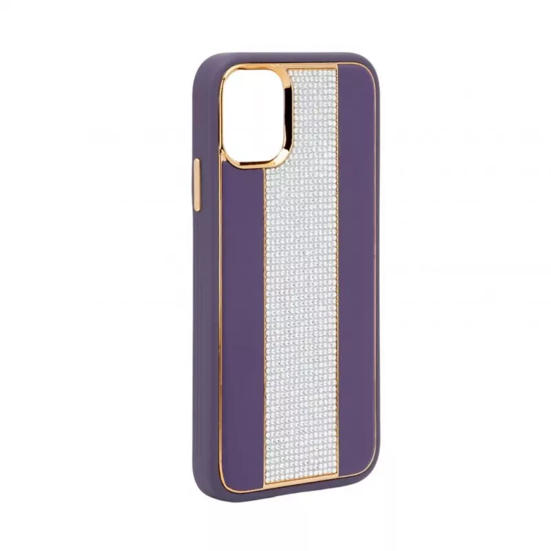 iLike Apple iPhone 11 diamanten en leren hoesje paars
