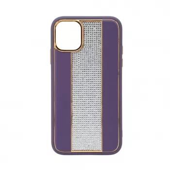 iLike Apple iPhone 11 diamanten en leren hoesje paars