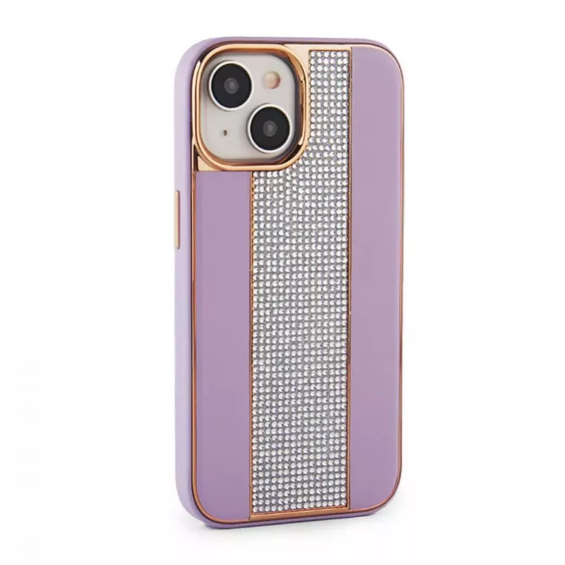 iLike Apple iPhone 15 diamanten en leren hoesje roze zand