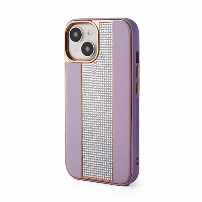 iLike Apple iPhone 15 diamanten en leren hoesje roze zand
