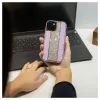 iLike Apple iPhone 15 diamanten en leren hoesje roze zand