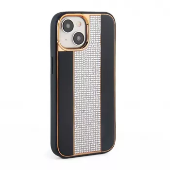 iLike Apple iPhone 15 diamanten en leren hoesje zwart