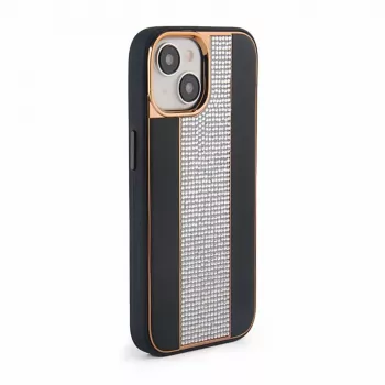 iLike Apple iPhone 15 diamanten en leren hoesje zwart