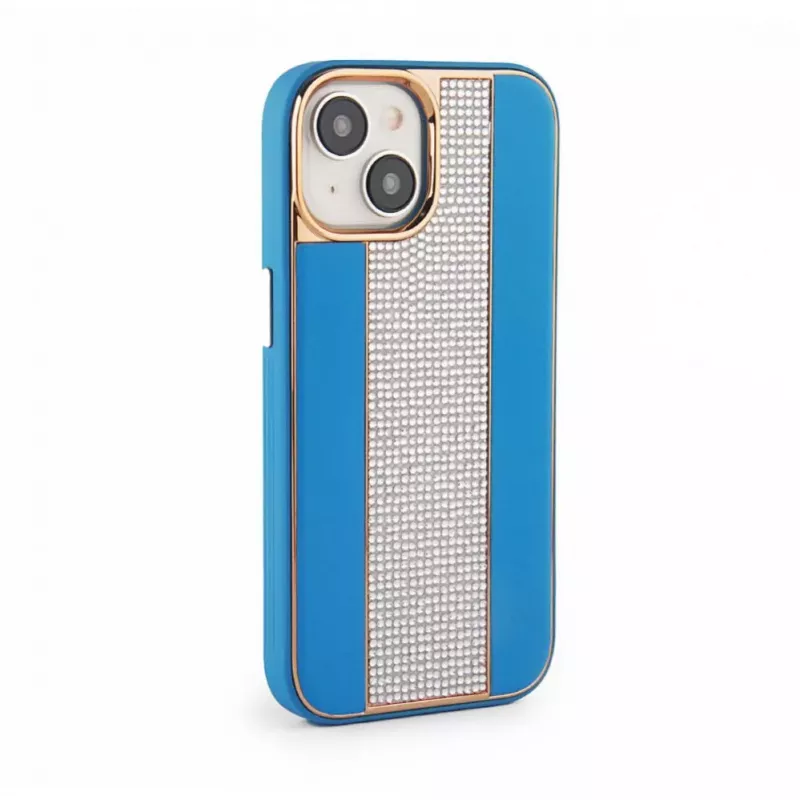 iLike Apple iPhone 15 diamanten en leren hoesje blauw