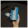 iLike Apple iPhone 15 diamanten en leren hoesje blauw