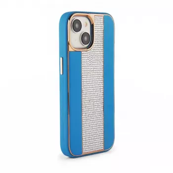 iLike Apple iPhone 15 diamanten en leren hoesje blauw