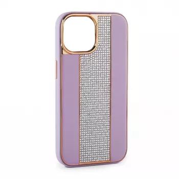 iLike Apple iPhone 15 Pro diamanten en leren hoesje roze zand