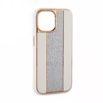 iLike Apple iPhone 15 Pro diamanten en leren hoesje wit