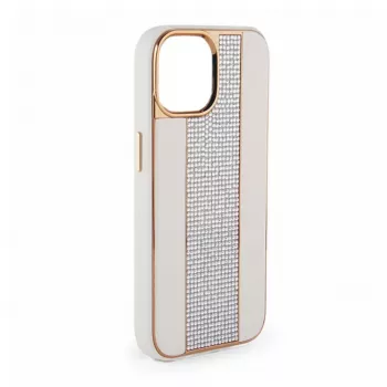 iLike Apple iPhone 15 Pro diamanten en leren hoesje wit