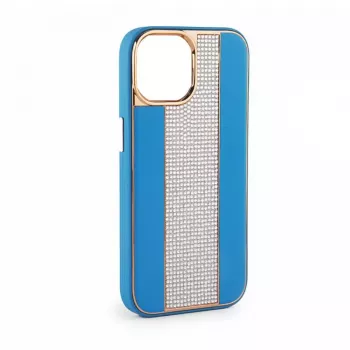 iLike Apple iPhone 15 Pro diamanten en leren hoesje blauw