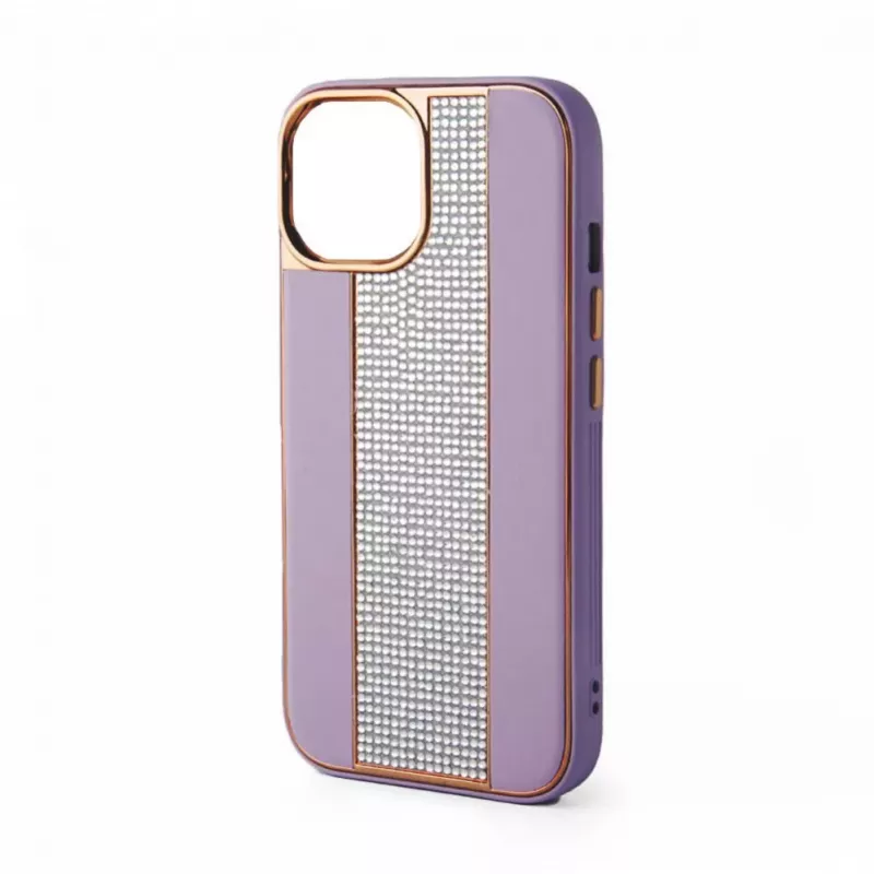 iLike Apple iPhone 15 Pro Max diamanten en leren hoesje roze zand
