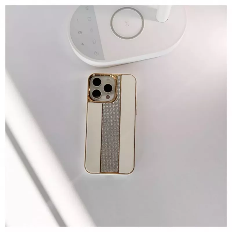 iLike Apple iPhone 15 Pro Max diamanten en leren hoesje wit