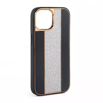iLike Apple iPhone 15 Pro Max diamanten en leren hoesje zwart
