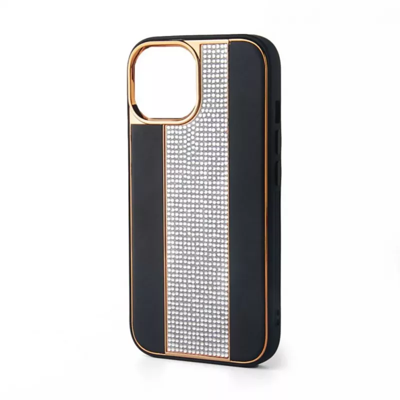 iLike Apple iPhone 15 Pro Max diamanten en leren hoesje zwart