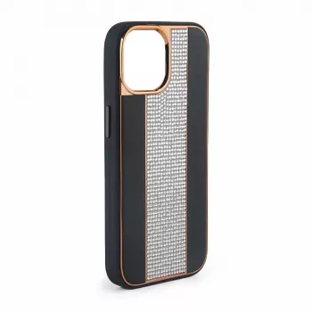 iLike Apple iPhone 15 Pro Max diamanten en leren hoesje zwart