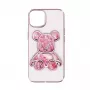 iLike Apple iPhone 15 silicone case Print Desire Bear roze