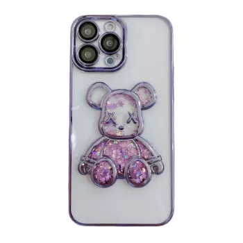 iLike Apple iPhone 15 Pro silicone case Print Desire Bear paars