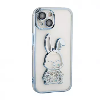 iLike Apple iPhone 15 silicone case Print Desire Rabbit blauw