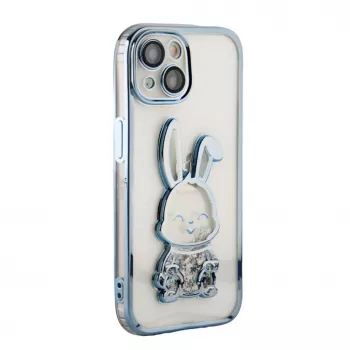 iLike Apple iPhone 15 silicone case Print Desire Rabbit blauw