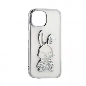 iLike Apple iPhone 15 silicone case Print Desire Rabbit zilver