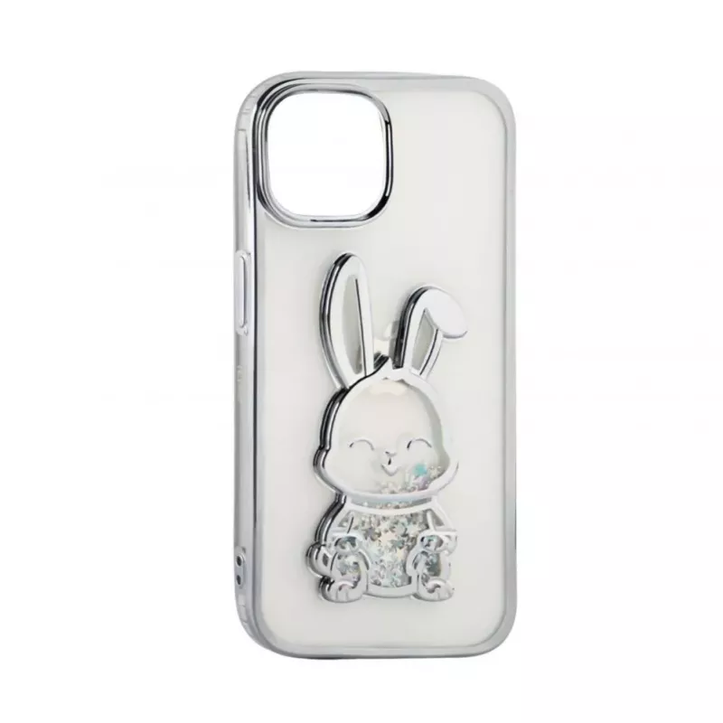 iLike Apple iPhone 15 silicone case Print Desire Rabbit zilver