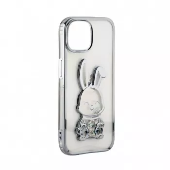 iLike Apple iPhone 15 Pro silicone case Print Desire Rabbit zilver
