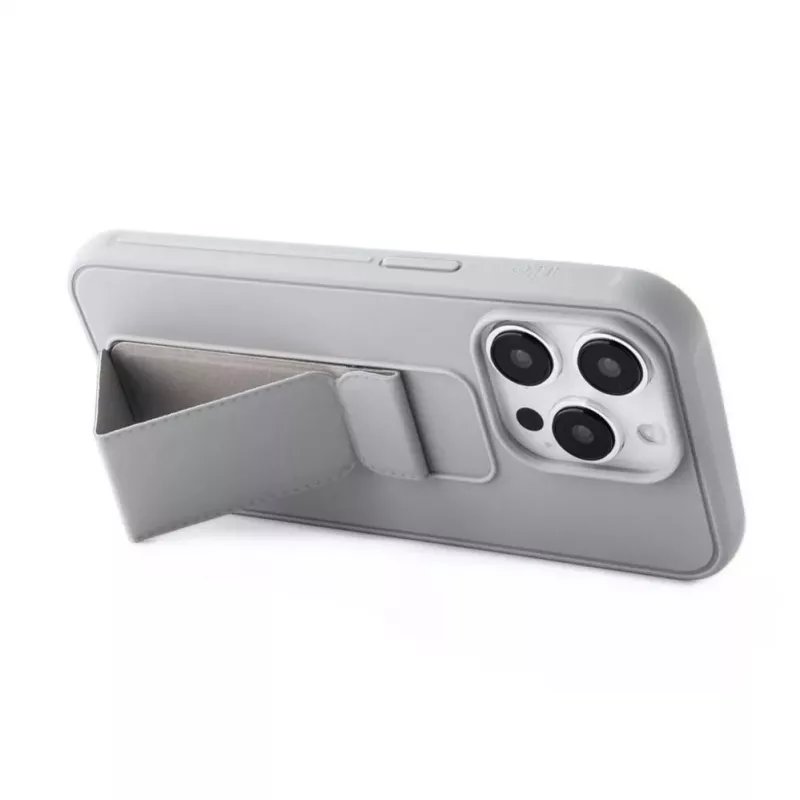 iLike Apple iPhone 15 Pro siliconen hoesje met standaard zilver