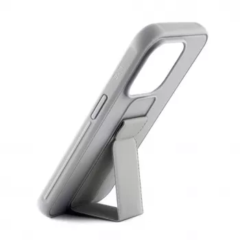 iLike Apple iPhone 15 Plus siliconen hoesje met standaard zilver