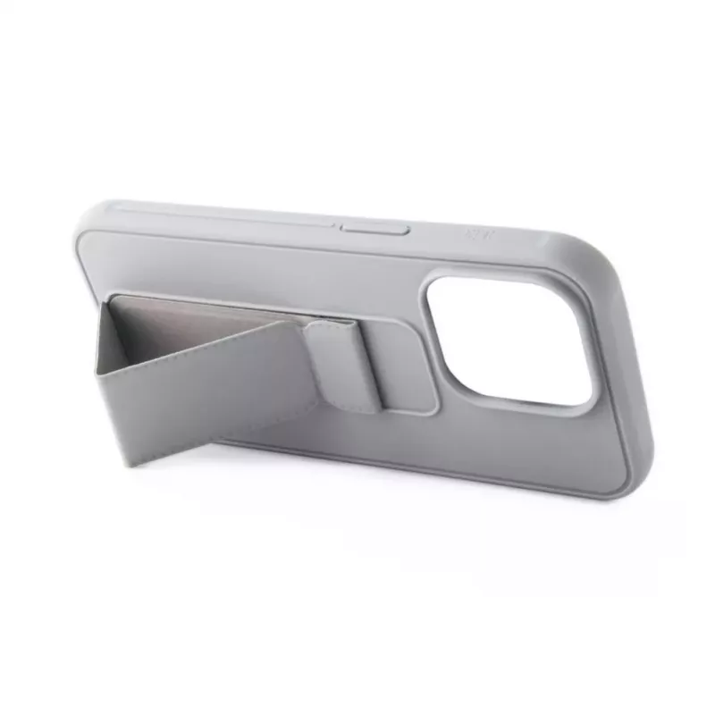iLike Apple iPhone 15 Plus siliconen hoesje met standaard zilver