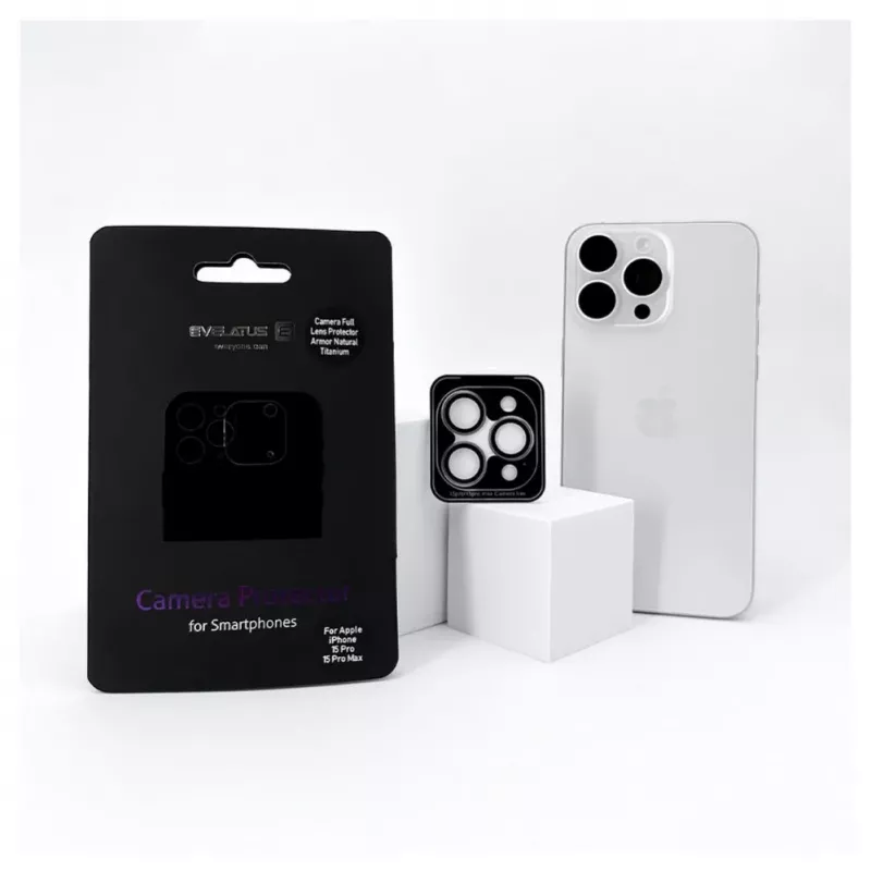 Evelatus Apple iPhone 15 Pro / 15 Pro Max cameralensbescherming Armor White Titanium