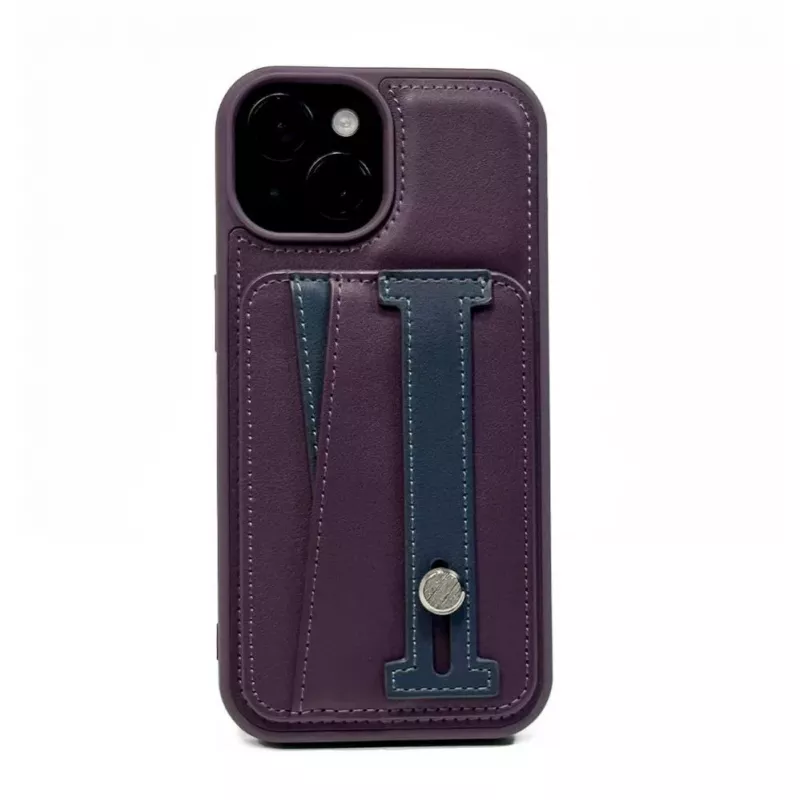 iLike Apple iPhone 15 leren zakstand hoesje paars
