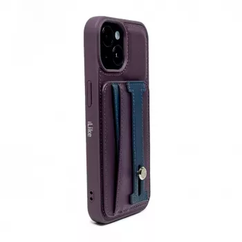 iLike Apple iPhone 15 Pro Max leren zakstand hoesje paars