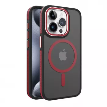 iLike Apple iPhone 15 Pro Max Dual Metal Frame Magsafe Case rood