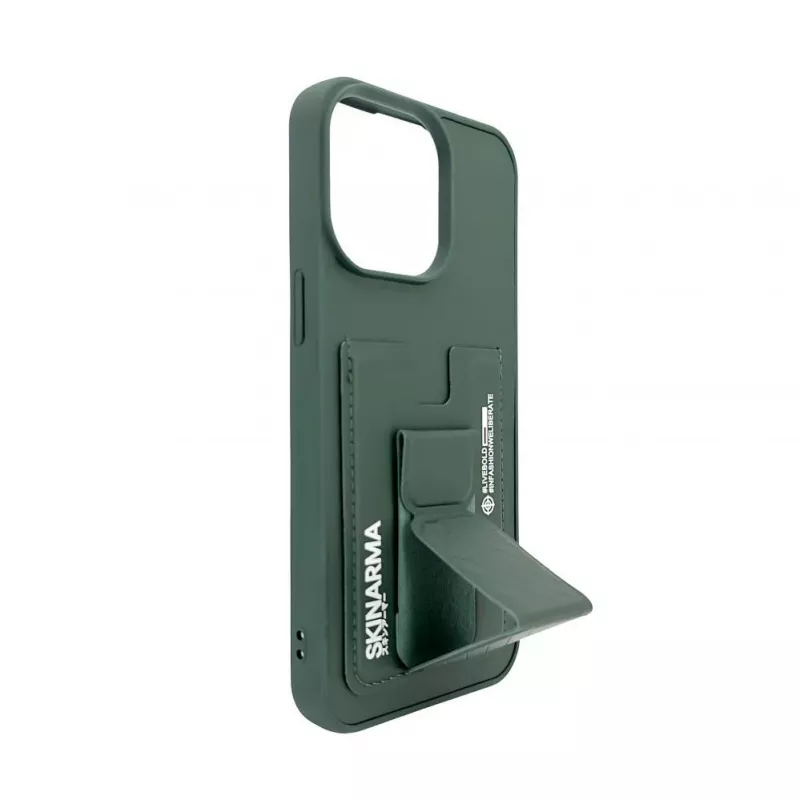 iLike Apple iPhone 15 Pro Max Leren Verborgen Pocket Stand Cover Groen