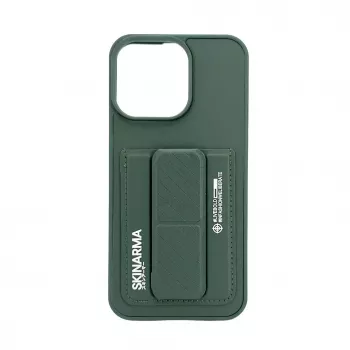 iLike Apple iPhone 15 Pro Max Leren Verborgen Pocket Stand Cover Groen