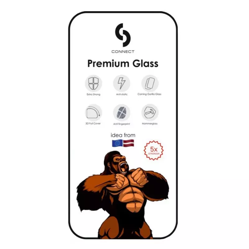 Connect Apple iPhone 12/12 Pro Corning Gorilla Glass anti-statisch 3D Full Cover 5X sterker zwart