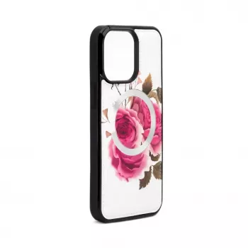 Evelatus Apple iPhone 14 Pro Leren etui met ritsontwerp bloemwit
