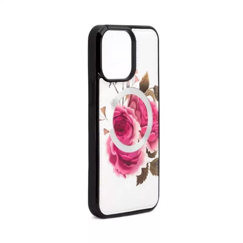 Evelatus Apple iPhone 14 Pro Leren etui met ritsontwerp bloemwit