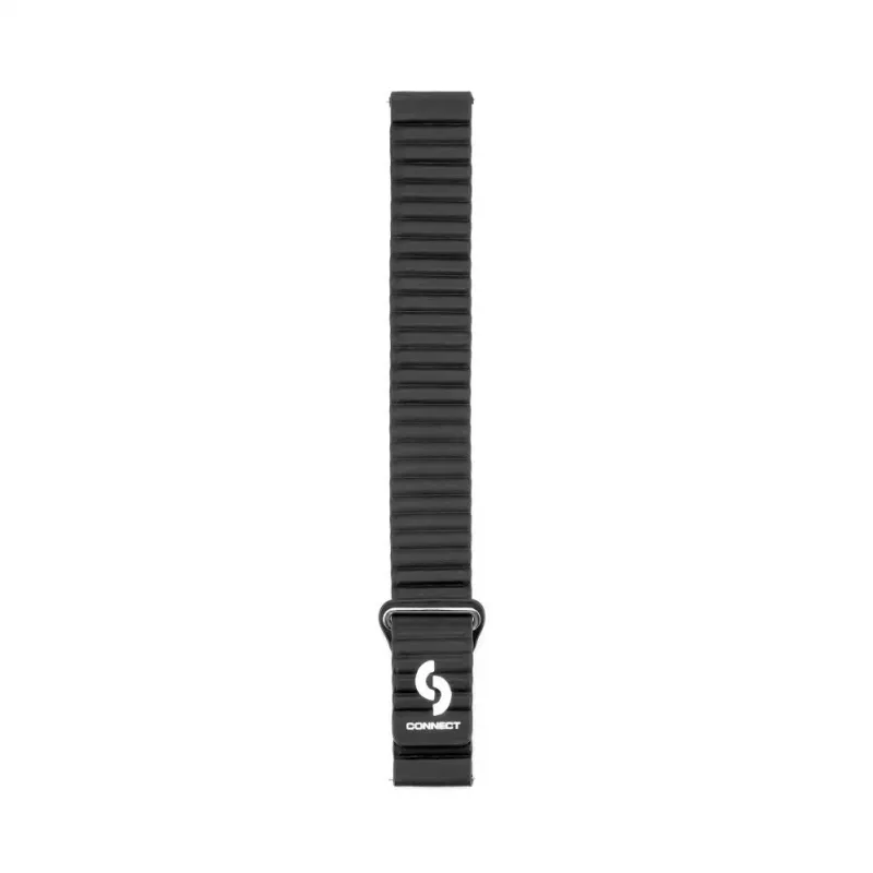 Connect 20mm Flat Head Leder-Silikon Loop Magnetisches Armband (130mm M/L) Zwart