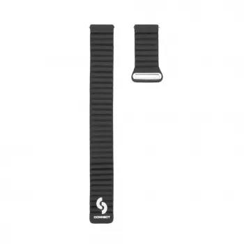 Connect 20mm Flat Head Leder-Silikon Loop Magnetisches Armband (130mm M/L) Zwart