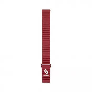 Connect 20mm Flat Head Leder-Silikon Loop Magnetisches Armband (130mm M/L) Wijnrood