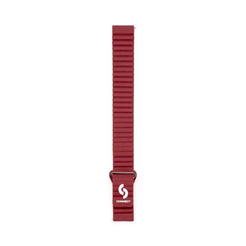 Connect 20mm Flat Head Leder-Silikon Loop Magnetisches Armband (130mm M/L) Wijnrood
