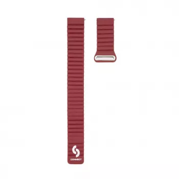 Connect 20mm Flat Head Leder-Silikon Loop Magnetisches Armband (130mm M/L) Wijnrood