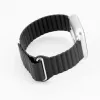 Connect 22mm Flat Head Leder-Silikon Loop Magnetisches Armband (130mm M/L) Zwart