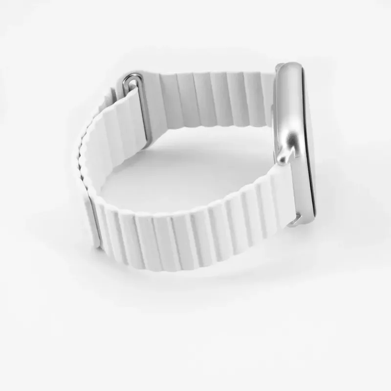 Connect 22mm Flat Head Leder-Siliconen Loop Magnetisch Horlogeband (130mm M/L) wit
