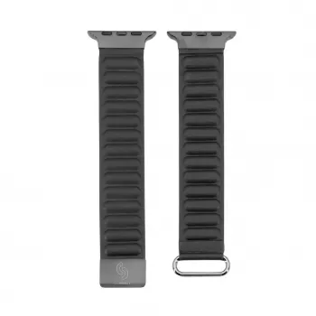 Connect Watch 42/44/45mm Horlogeband met lederen achterkant, doornsluiting en magneetsluiting, zwart